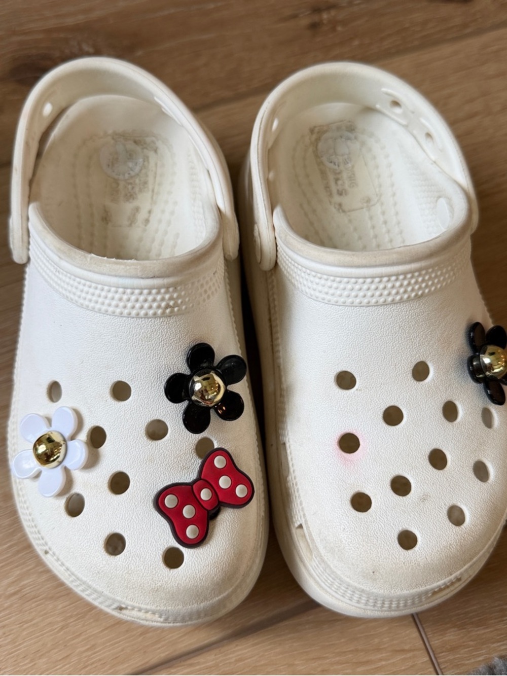 Kids Cream Clog Shoes with Decorative Charms